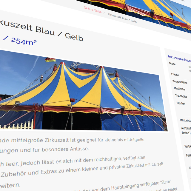 Zirkuszelte: Rent-A-Circus Webdesign Referenzen
