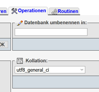 Datenbank auf UTF8 umstellen